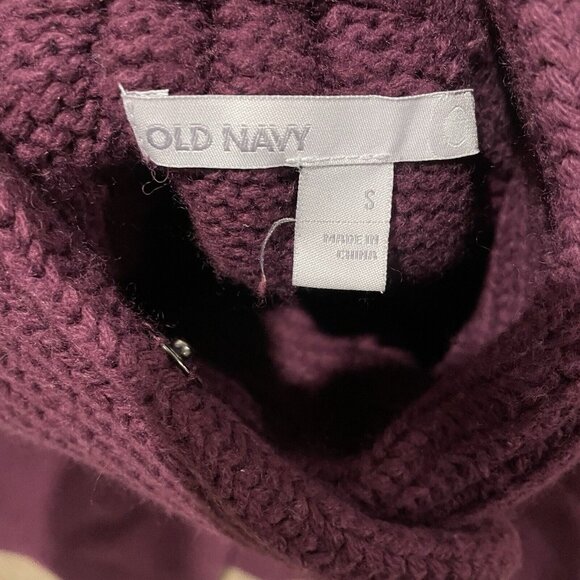 Old Navy Womens Cape Cardigan  Chunky Knit Open Sweater Purple Button Small - Picture 4 of 9